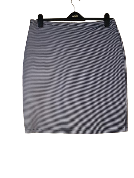 Navy Blue & White Stripped 'I-TOO'  Skirt - 1X