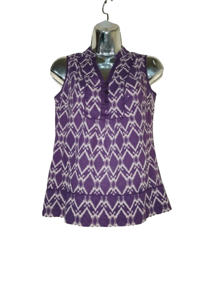 Purple & White Stripped Sleeveless Top - S