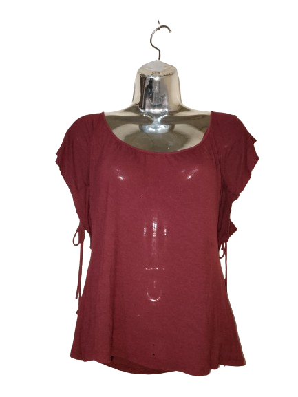 Burgundy 'Wet Seal' Short Sleeve Top - M