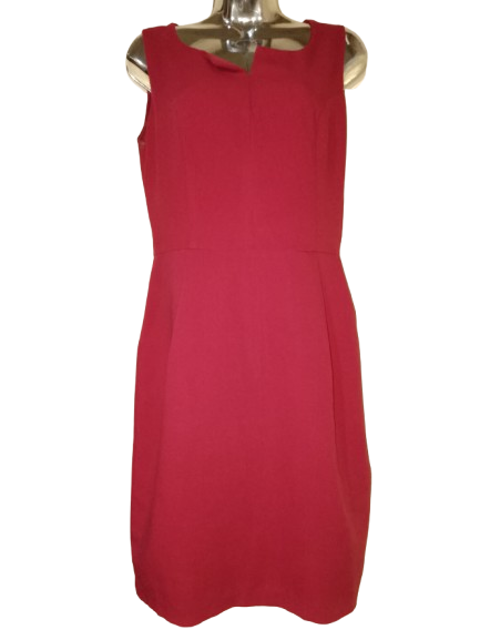 Red 'Mystic' Sleeveless Work Dress W Pockets - L