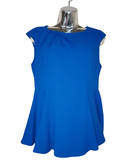 Blue 'Eros Apparel' Sleeveless Zipped Up Work Top - M
