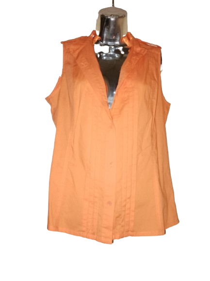 Orange 'Geri C' Sleeveless Button Up Top - M