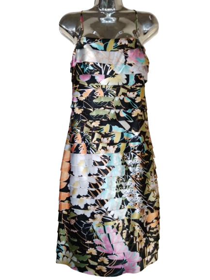 Multicolored 'NW Collection' Thin Strap Frill Dress - S