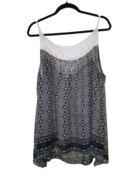 Multicoloured Print Sheer Tank Top - 3X