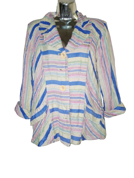 Multicoloured Stripe Textured Jacket - XL