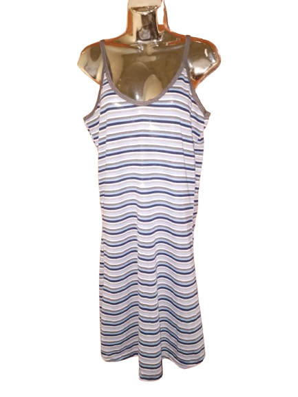 Blue Stripe Spaghetti Strap Dress - L