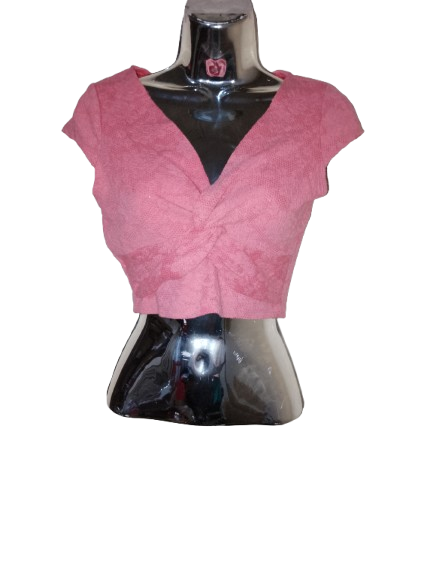 Coral Cap Sleeve Textured Crop Top - M
