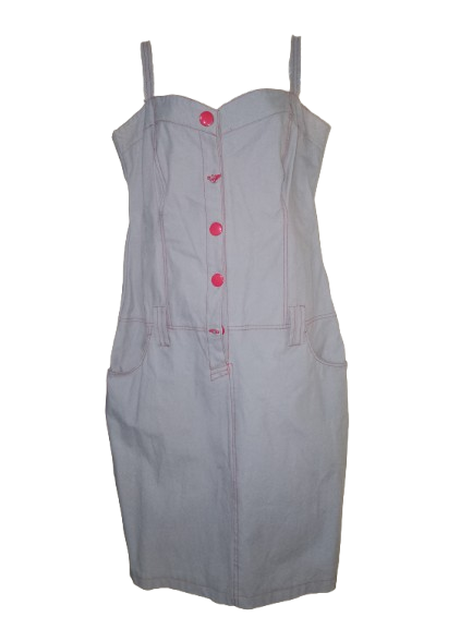 Grey Thin-strap Dress with Red Detail - L