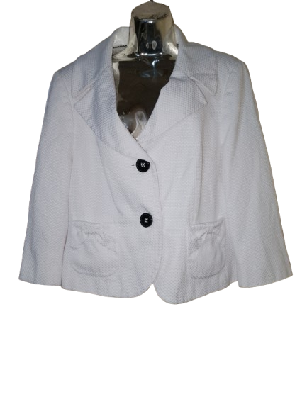 White 3/4 Sleeve Textured Blazer - 1XL (18)