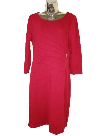 Red 3/4 Sleeve Dress with Zipper Detail - M(10)