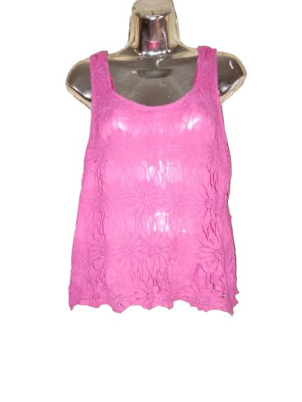 Pink Sleeveless Crochet Top - L