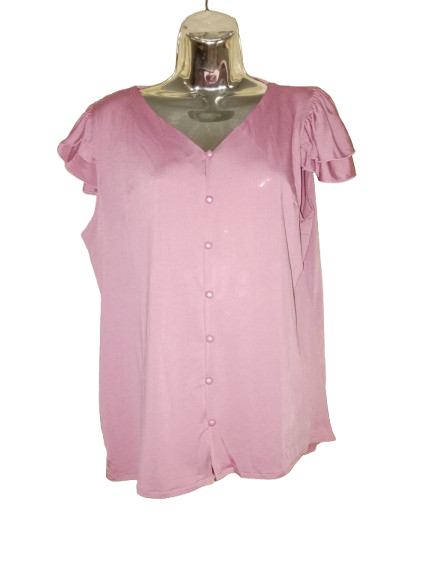 Coral Frill Cap Sleeve Shirt - L