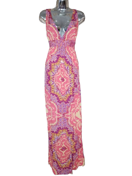 Multicoloured Sleeveless Dress with Cutouts - S