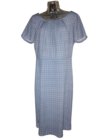 Black & White Print Short Sleeve J&K Apparel Dress - L