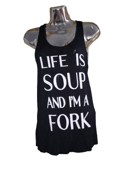 Black Sleeveless "Life Is" Tank Top - M
