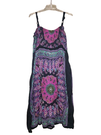Multicoloured Spaghetti Strap Sleeveless Maxi Dress - 2X