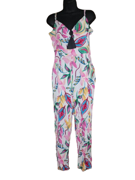Multicoloured Floral Print Spaghetti Strap Jumpsuit - M (8)