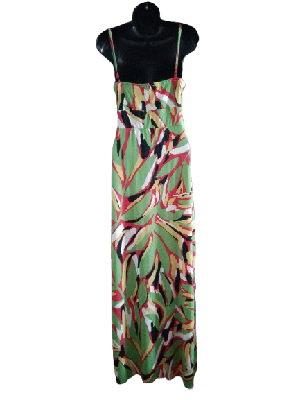 Multicoloured Spaghetti Strap Maxi Dress with Cutout - L
