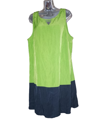 Lime Green & Black Colour Block Sleeveless Dress - 2X (18)