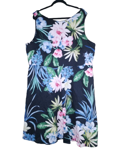 Multicoloured Floral Print Sleeveless Dress - 4X (26)
