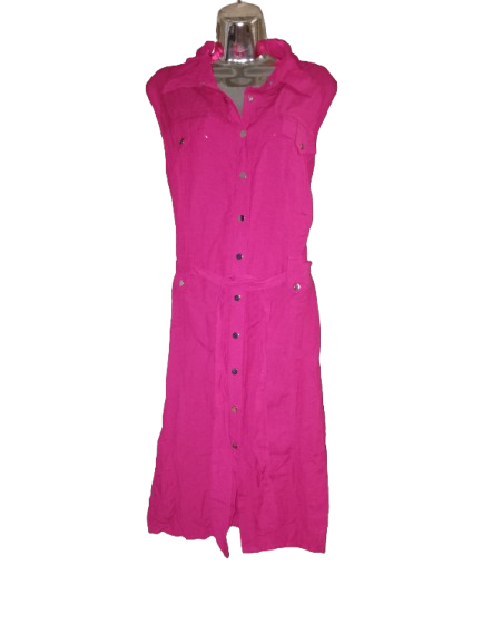Pink Sleeveless Button Up Dress - 2X (20W)