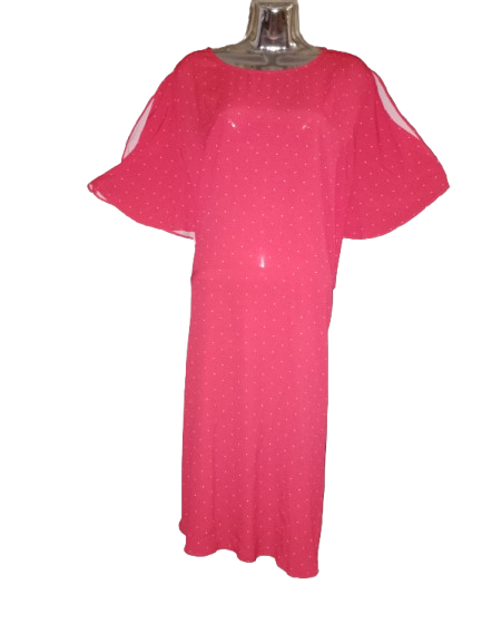 Red & White Polka dot  Short Flutter Sleeve Dress - 2X (20)