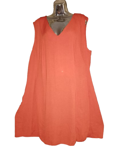 Orange Sleeveless V-Neck Dress - 3X (22)