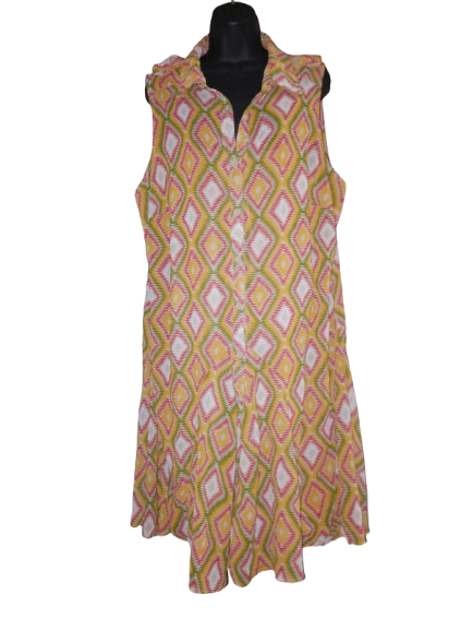 Multicoloured Geometric Print Sleeveless Dress - 2X (20)