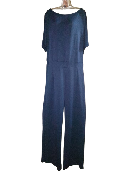 Navy Blue Short Sleeve Jumpsuit - 2X