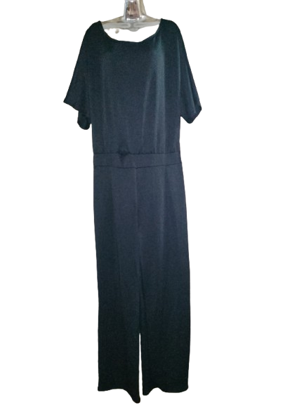 Black Short Sleeve Jumpsuit - 2X