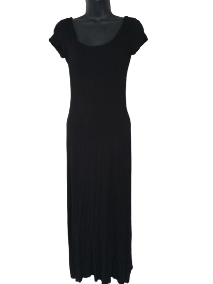 Black Cap Sleeve Minty Maxi Dress - S