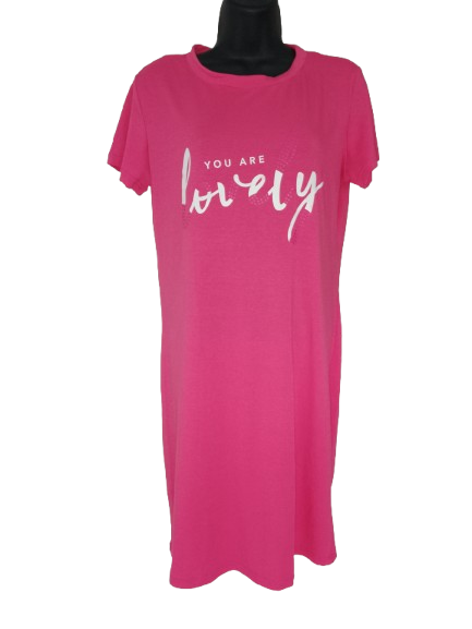 Pink Short Sleeve "You Are Lovely" Dress - XL