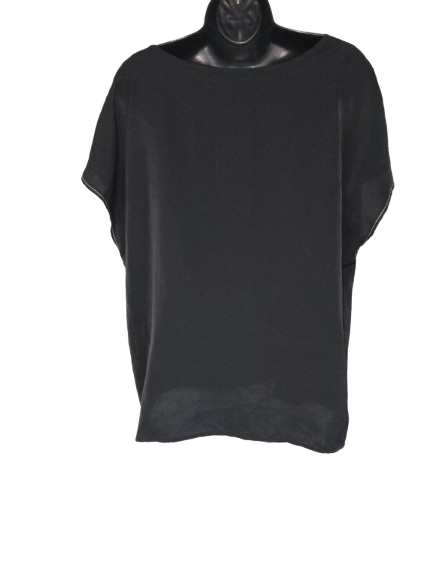 Black, White & Green Sleeveless Colour Block Top - 1XL