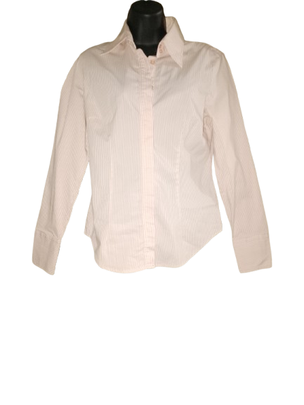 Light Pink & White Stripe Long Sleeve Shirt - M