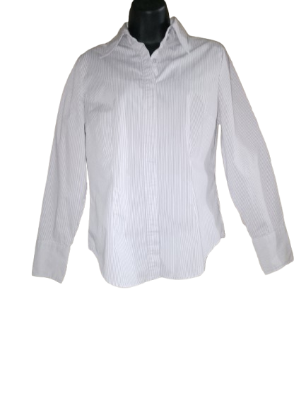 Light Purple & White Stripe Long Sleeve Shirt - M