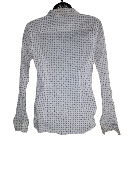White & Black Print Long Sleeve Shirt - M