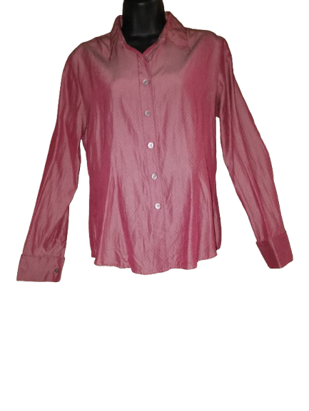 Burgundy Small Polka Dot Long Sleeve Shirt - M