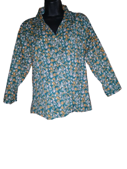 Green Floral Print Long Sleeve Shirt - XL (runs small)