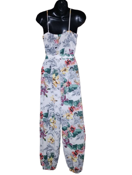 Multicoloured Floral Print Spaghetti Strap Jumpsuit - S
