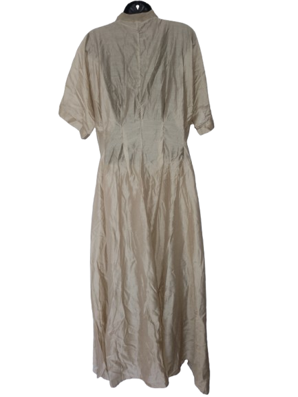 Light Gold Sheer Button-Up Long  Cover-Up Dress - XL