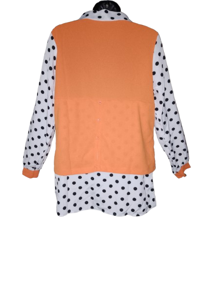 Orange, Black & White Polka dot Long Sleeve Top - XL