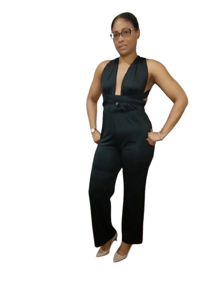 Black Multi-Wrap Jumpsuit - M