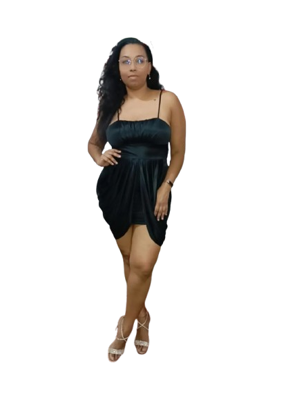 Black Spaghetti Strap Mini Dress - M