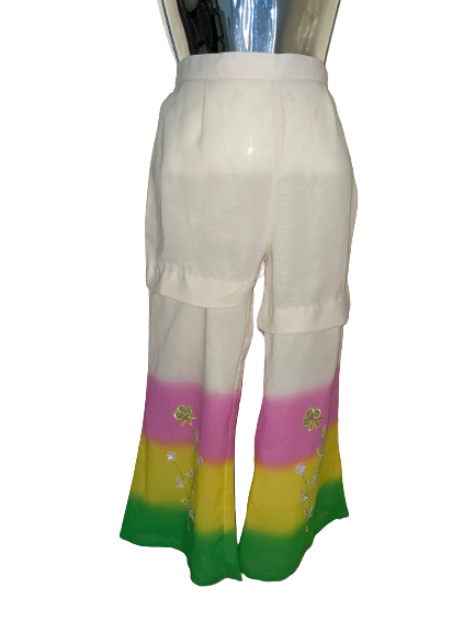 Cream Pants with Rainbow Pants Leg Design - Child's L