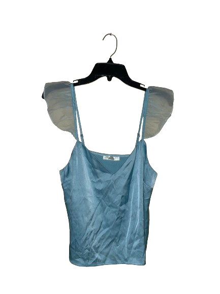 Light Blue Top with Organza Flutter Detail - S
