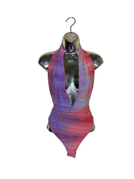 Pink &amp; Purple Tie Dye Halter Fashion Nova Bodysuit - L