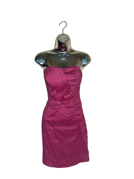 Pink Strapless Dress with Folded Pleats - S