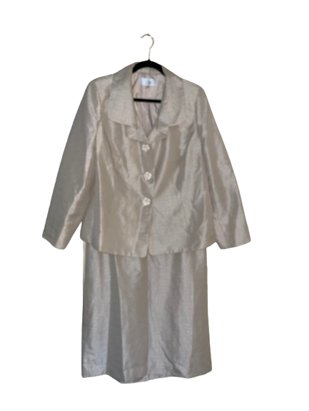 Gold Shimmery Le Suit Skirt Suit - XL (Size 14W)