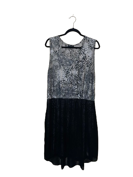 Black &amp; White Animal Print Twofer Sleeveless Dress - 2XL