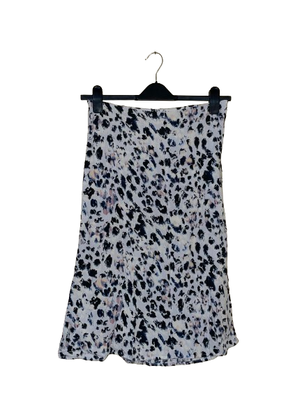 Black &amp; White Leopard Print Maxi Skirt - M